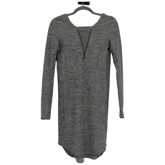 Aritzia Wilfred Heather Grey Ribbed Wool Longsleeve Round Neck Round Hem Dress M - Picture 1 of 16
